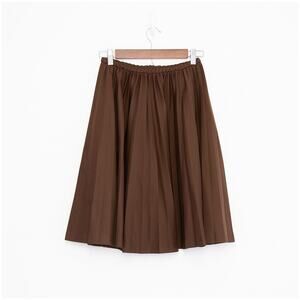 Vintage 70s Pleated Midi Circle Skirt | Womens S Brown | Academia Cottagecore